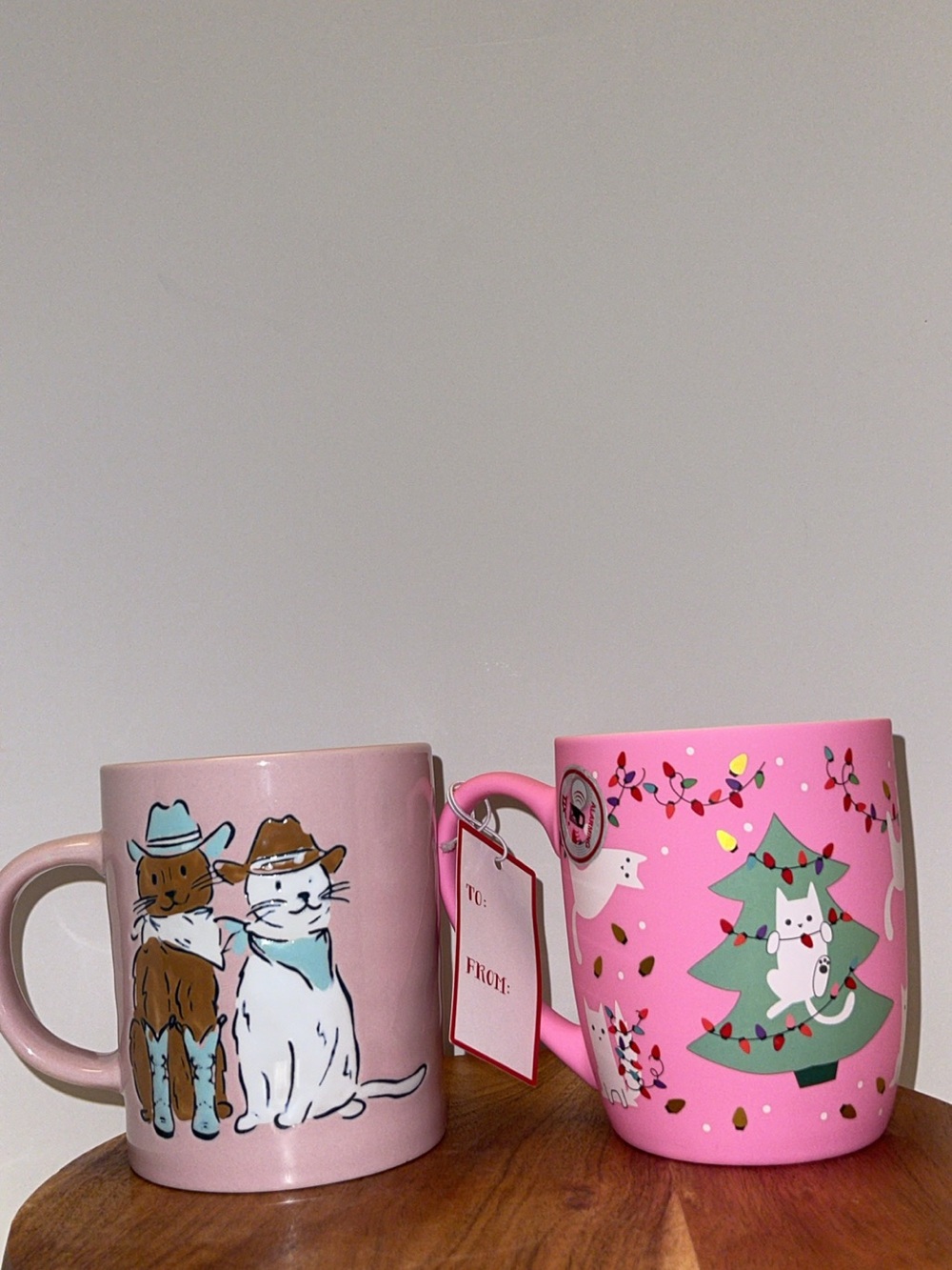 Pink Cat Holiday Ceramic Mug - Festive Pink Gift Mug